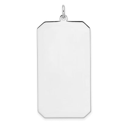 Sterlingsilber Rhod-plate Eng. Rect. Poliert Vorderseite/satin Rückseite Plättchen Charm