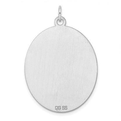 Sterlingsilber Rhod-plate Eng. Oval Poliert Vorderseite/satin Rückseite Plättchen Charm