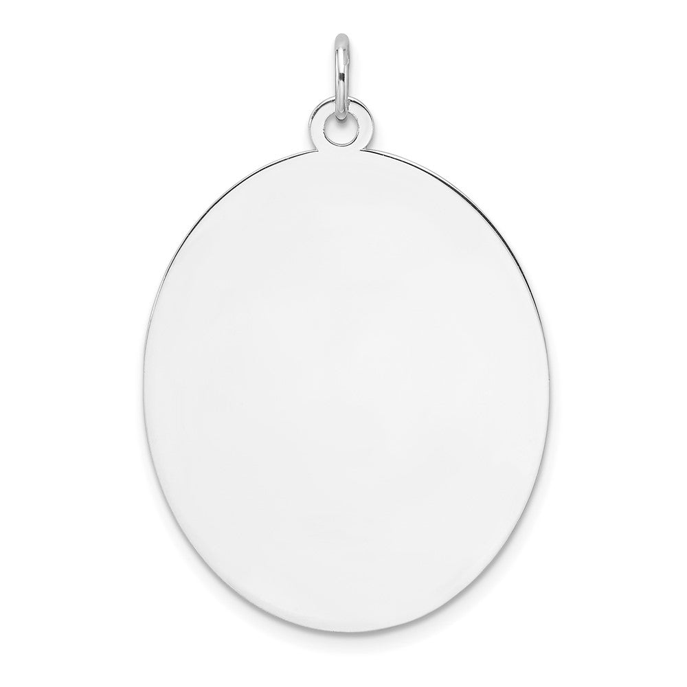 Sterlingsilber Rhod-plate Eng. Oval Poliert Vorderseite/satin Rückseite Plättchen Charm