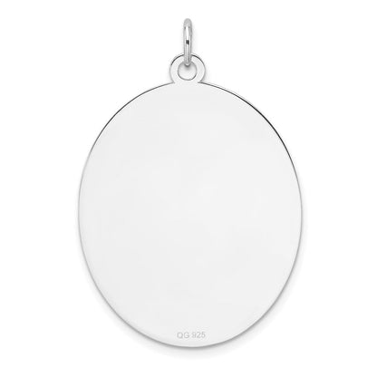 Sterlingsilber Rhod-plate Eng. Oval Poliert Vorderseite/back Plättchen Charm