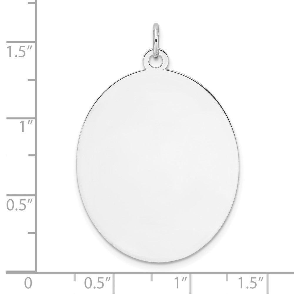 Sterlingsilber Rhod-plate Eng. Oval Poliert Vorderseite/back Plättchen Charm