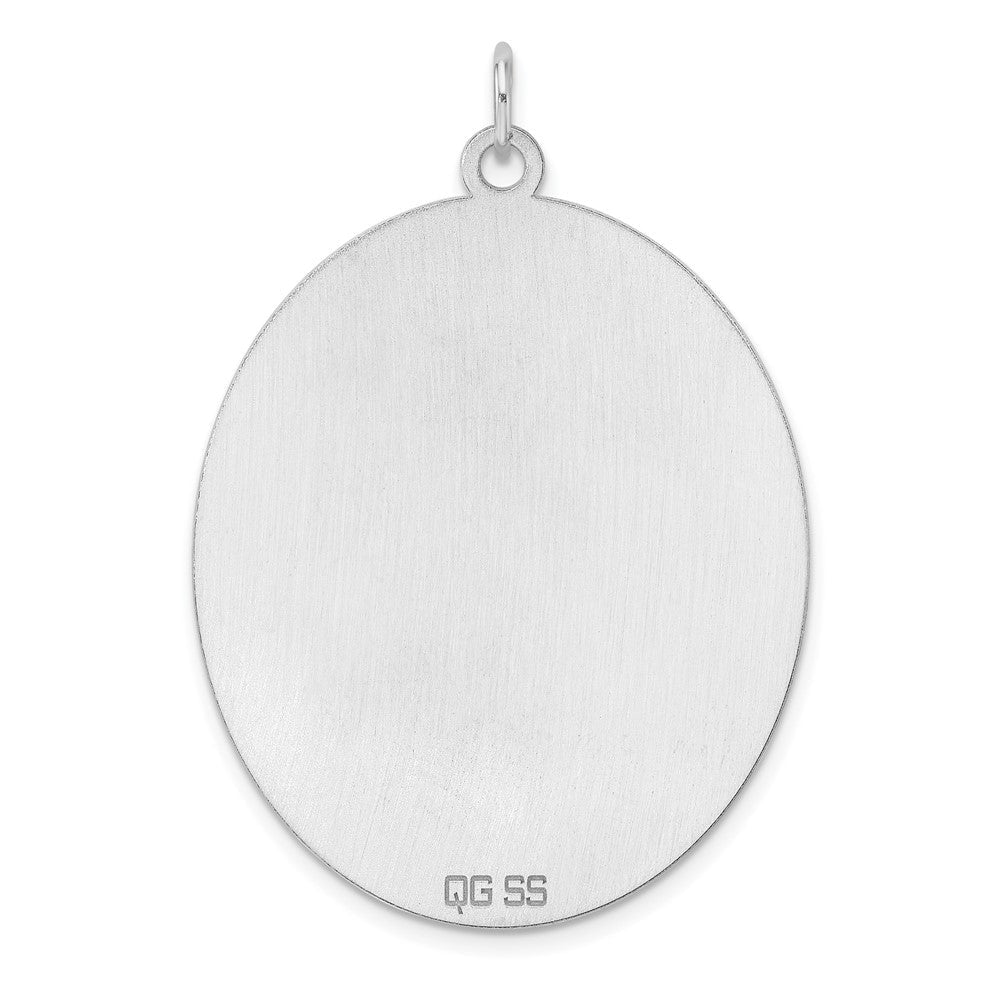 Sterlingsilber Rhod-plate Eng. Oval Poliert Vorderseite/satin Rückseite Plättchen Charm