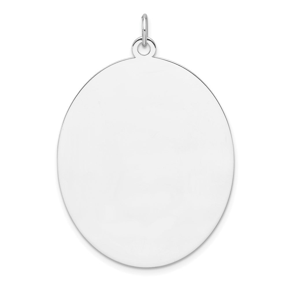 Sterlingsilber Rhod-plate Eng. Oval Poliert Vorderseite/satin Rückseite Plättchen Charm