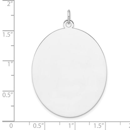 Sterlingsilber Rhod-plate Eng. Oval Poliert Vorderseite/back Plättchen Charm