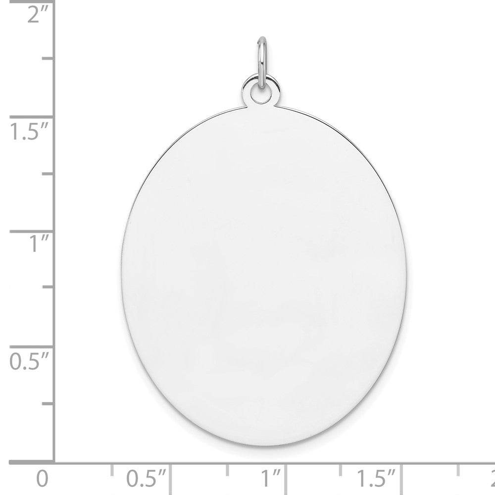 Sterlingsilber Rhod-plate Eng. Oval Poliert Vorderseite/back Plättchen Charm