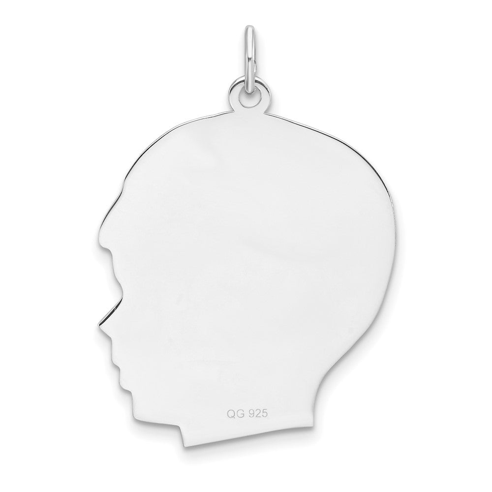 Sterlingsilber Rhodiniert-plt Gravierbar Junge Plättchen Charm Poliert auf Vorderseite/back