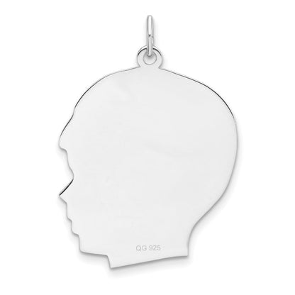 Sterlingsilber Rhodiniert-plt Gravierbar Junge Plättchen Charm Poliert auf Vorderseite/back