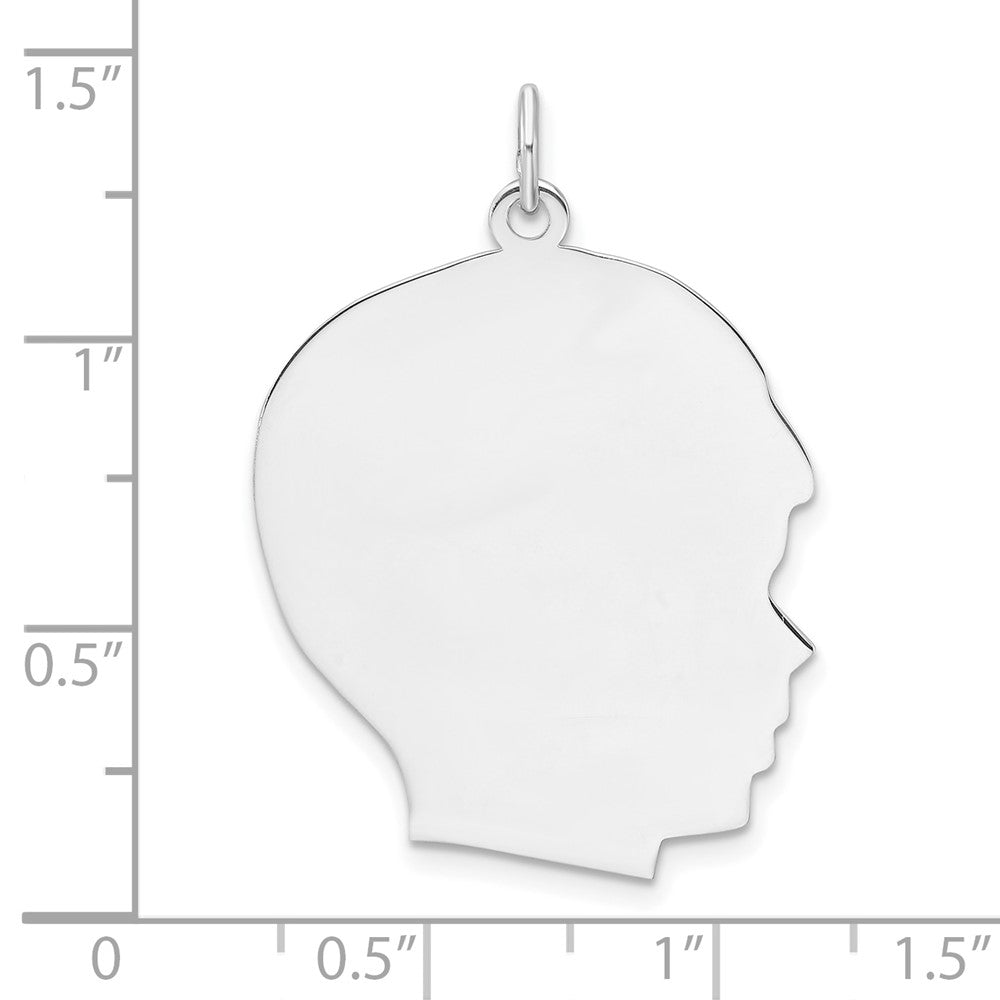 Sterlingsilber Rhodiniert-plt Gravierbar Junge Plättchen Charm Poliert auf Vorderseite/back