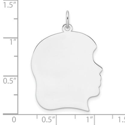 Sterlingsilber Rhodiniert-plt Gravierbar Mädchen Plättchen Charm Poliert auf Vorderseite/back