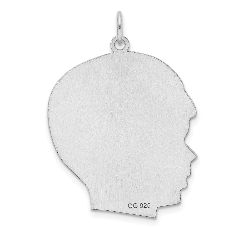 Sterlingsilber Rhod-plate Eng. Junge Poliert Vorderseite/satin Rückseite Plättchen Charm