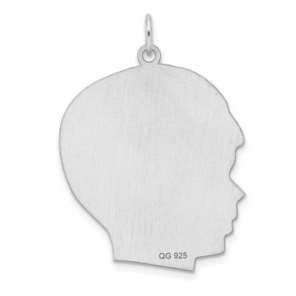 Sterlingsilber Rhod-plate Eng. Junge Poliert Vorderseite/satin Rückseite Plättchen Charm
