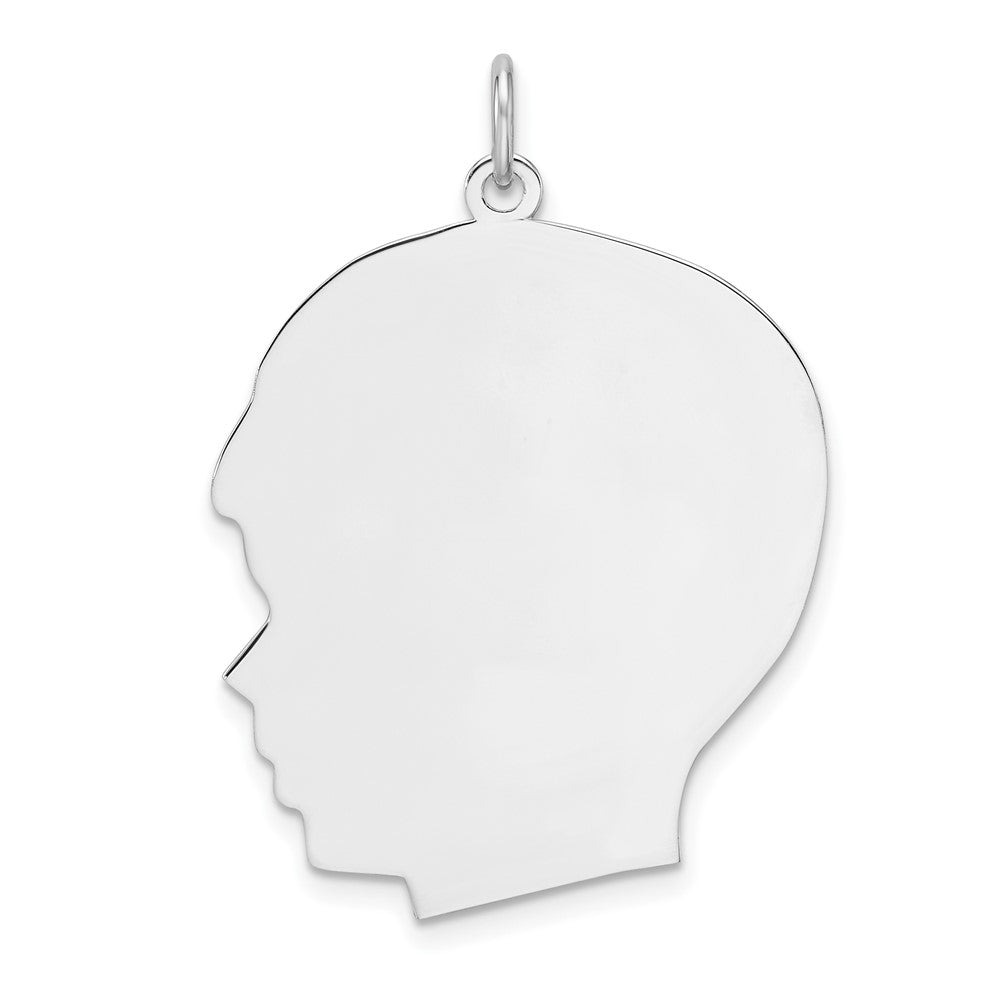 Sterlingsilber Rhod-plate Eng. Junge Poliert Vorderseite/satin Rückseite Plättchen Charm