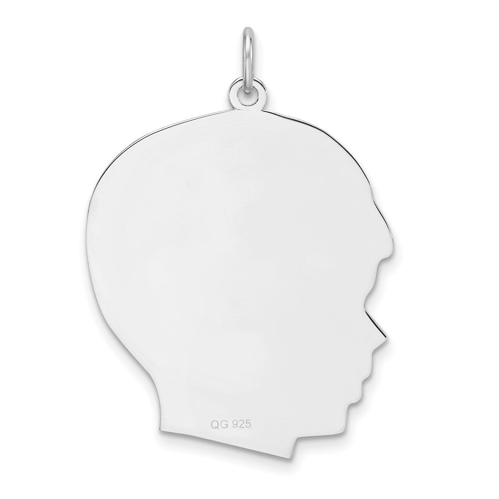 Sterlingsilber Rhod-plate Eng. Junge Poliert Vorderseite und Rückseite Plättchen Charm