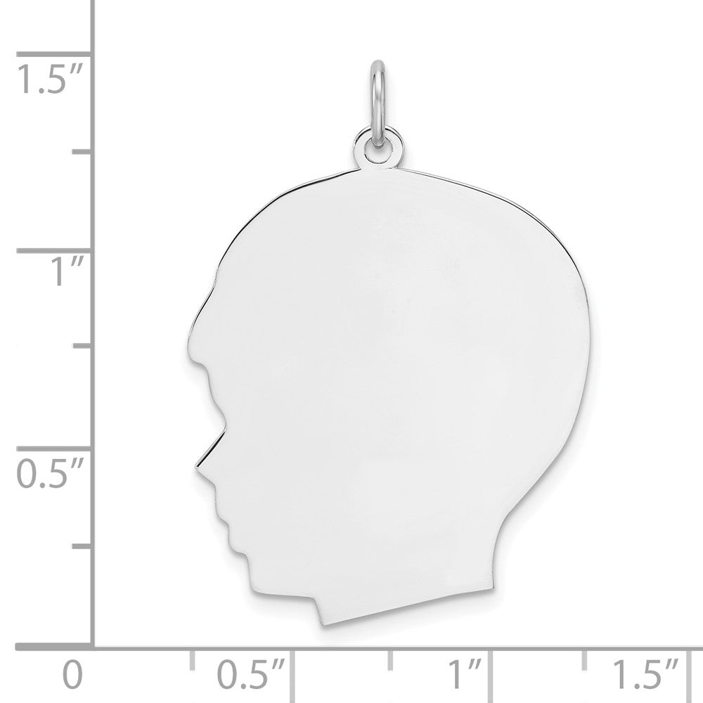 Sterlingsilber Rhod-plate Eng. Junge Poliert Vorderseite und Rückseite Plättchen Charm