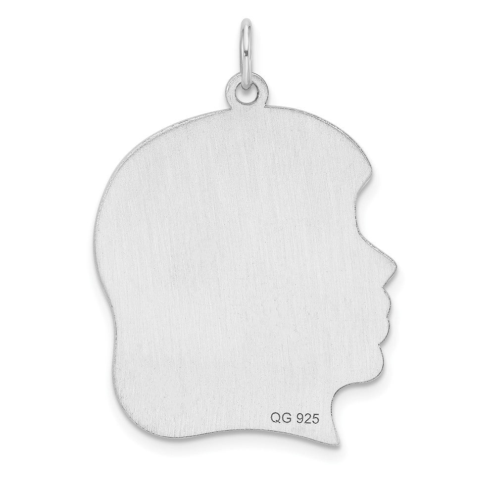 Sterlingsilber Rhod-plate Eng. Mädchen Poliert Vorderseite/satin Rückseite Plättchen Charm
