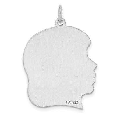 Sterlingsilber Rhod-plate Eng. Mädchen Poliert Vorderseite/satin Rückseite Plättchen Charm