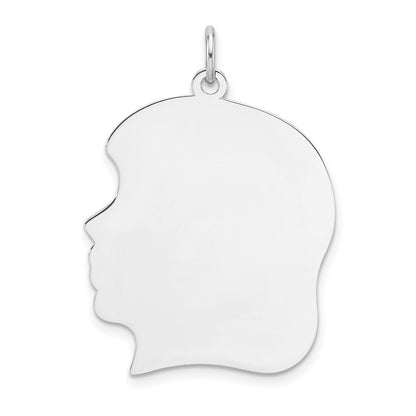 Sterlingsilber Rhod-plate Eng. Mädchen Poliert Vorderseite/satin Rückseite Plättchen Charm