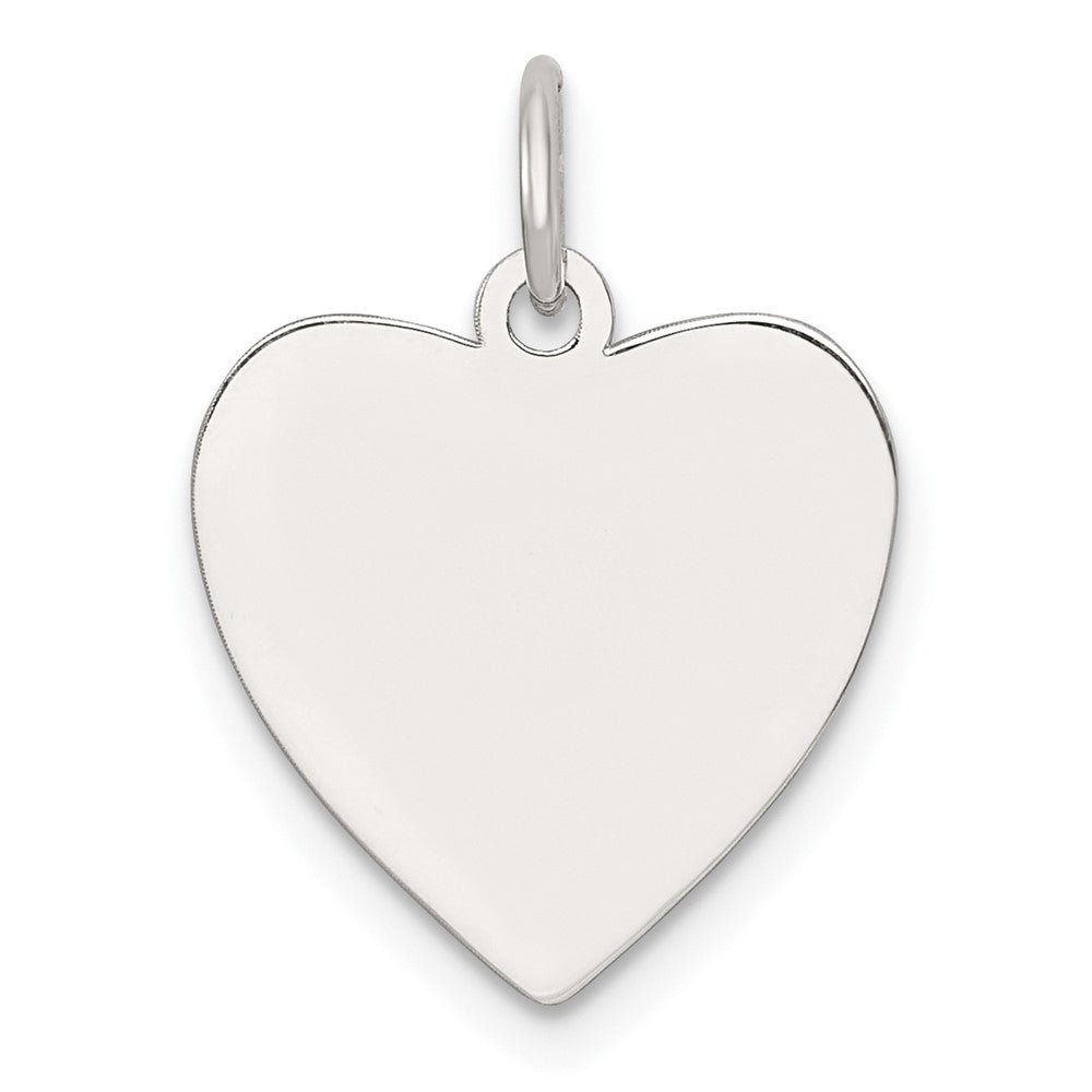 Sterlingsilber Rhodiniert-plt Gravierbar Herz Poliert Both Sides Plättchen Charm