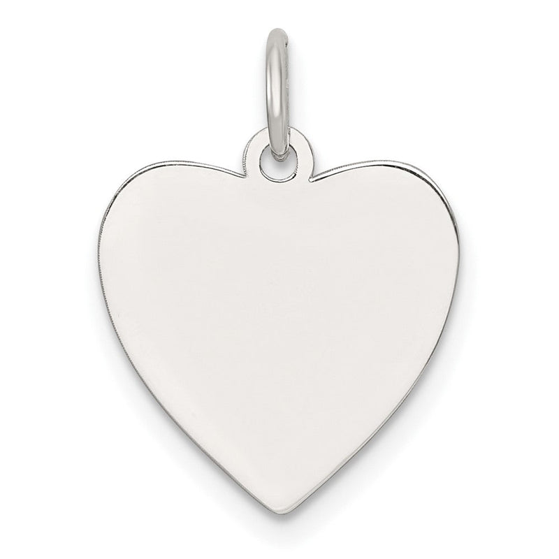 Sterlingsilber Rhodiniert-plt Gravierbar Herz Poliert Both Sides Plättchen Charm