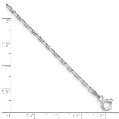 Sterlingsilber Poliert und Diamantiert 2mm Marine Glieder Kette