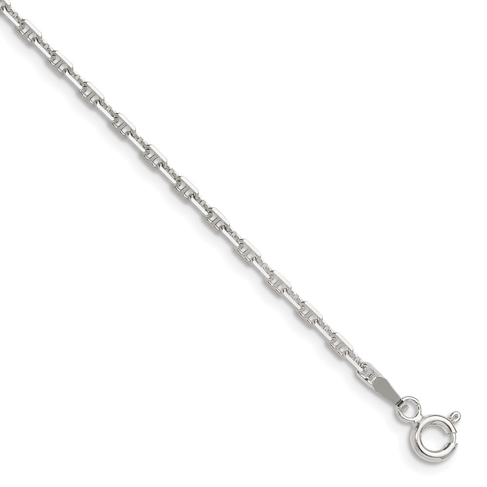 Sterlingsilber Poliert und Diamantiert 2mm Marine Glieder Kette