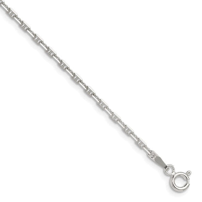 Sterlingsilber Poliert und Diamantiert 2mm Marine Glieder Kette