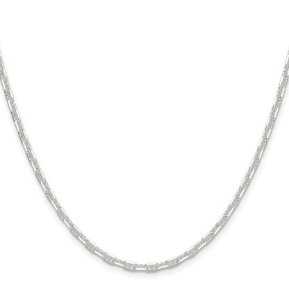 Sterlingsilber Poliert und Diamantiert 3mm Marine Glieder Kette