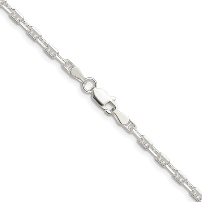 Sterlingsilber Poliert und Diamantiert 3mm Marine Glieder Kette