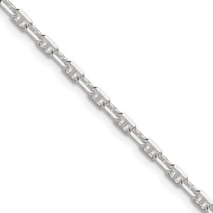 Sterlingsilber Poliert und Diamantiert 3mm Marine Glieder Kette