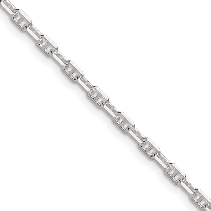 Sterlingsilber Poliert und Diamantiert 3mm Marine Glieder Kette