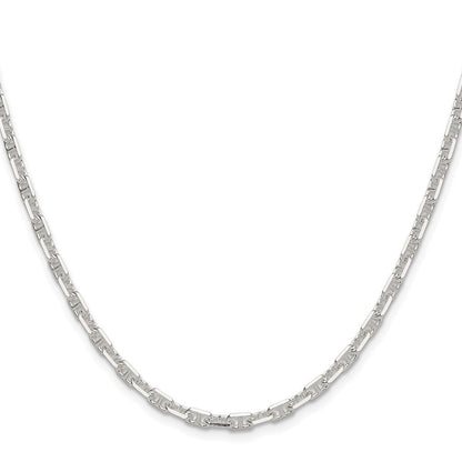 Sterlingsilber Poliert und Diamantiert 3.75mm Marine Glieder Kette
