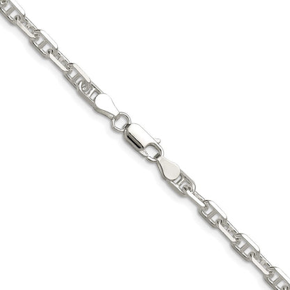 Sterlingsilber Poliert und Diamantiert 4.75mm Marine Glieder Kette