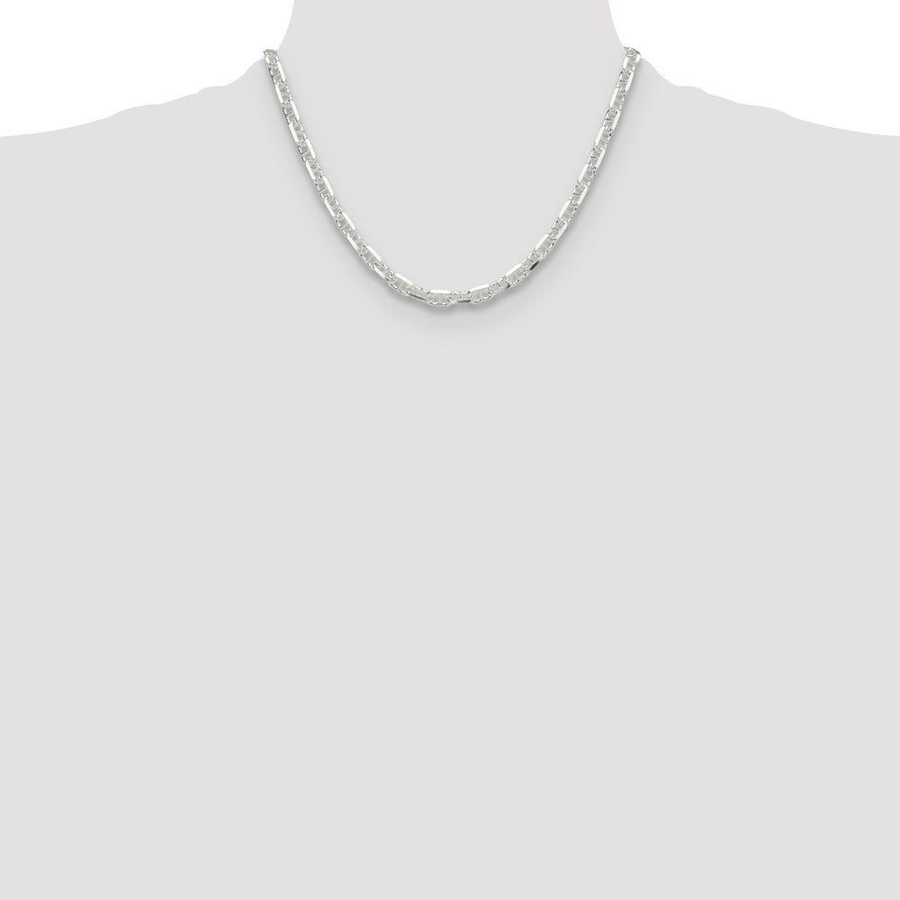 Sterlingsilber Poliert und Diamantiert 5.5mm Marine Glieder Kette