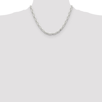 Sterlingsilber Poliert und Diamantiert 5.5mm Marine Glieder Kette