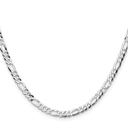 Sterlingsilber Rhodiniert 4.0mm Leicht Flach Figaro Halskette