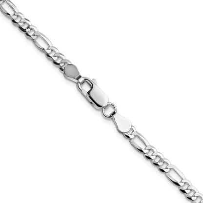 Sterlingsilber Rhodiniert 4.0mm Leicht Flach Figaro Halskette