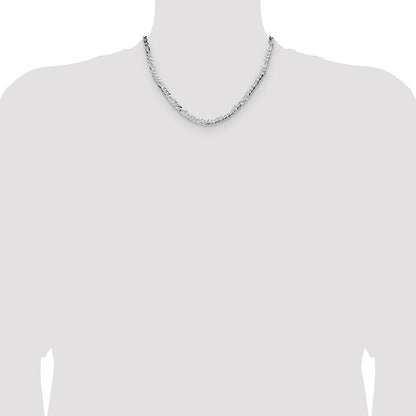 Sterlingsilber Rhodiniert 4.0mm Leicht Flach Figaro Halskette