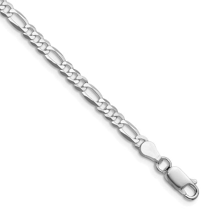 Sterlingsilber Rhodiniert 4.0mm Leicht Flach Figaro Halskette