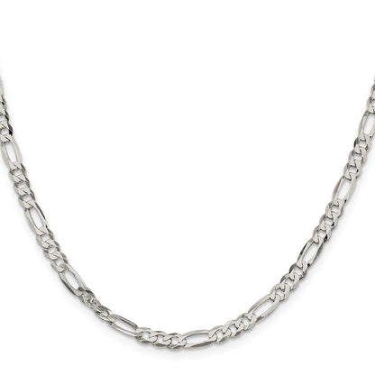 Sterlingsilber 4.5mm Leicht Flach Figaro Halskette