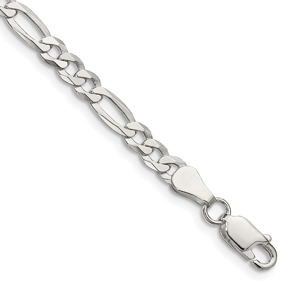 Sterlingsilber 4.5mm Leicht Flach Figaro Gliederarmband