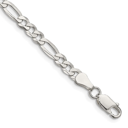 Sterlingsilber 4.5mm Leicht Flach Figaro Gliederarmband