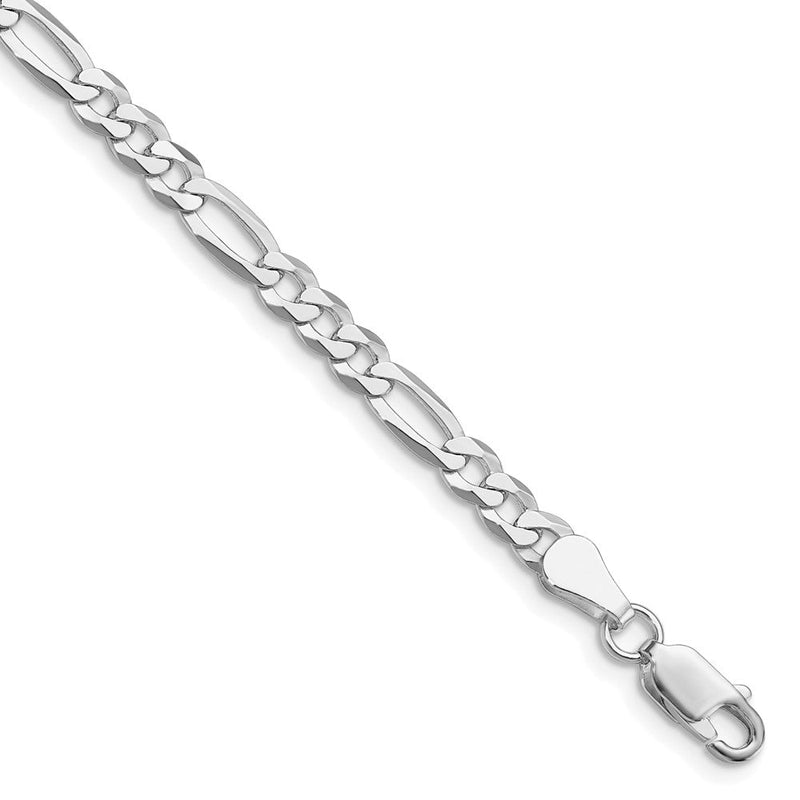 Sterlingsilber Rhodiniert 4.5mm Leicht Flach Figaro Kette Fußkettchen