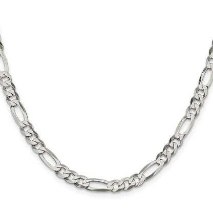 Sterlingsilber 5.5mm Leicht Flach Figaro Halskette