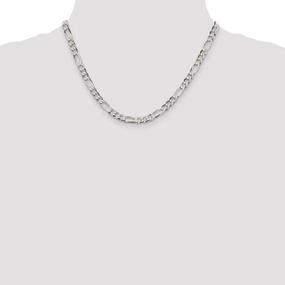 Sterlingsilber 5.5mm Leicht Flach Figaro Halskette