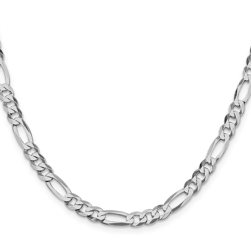 Sterlingsilber Rhodiniert 5.5mm Leicht Flach Figaro Halskette