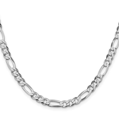 Sterlingsilber Rhodiniert 5.5mm Leicht Flach Figaro Halskette