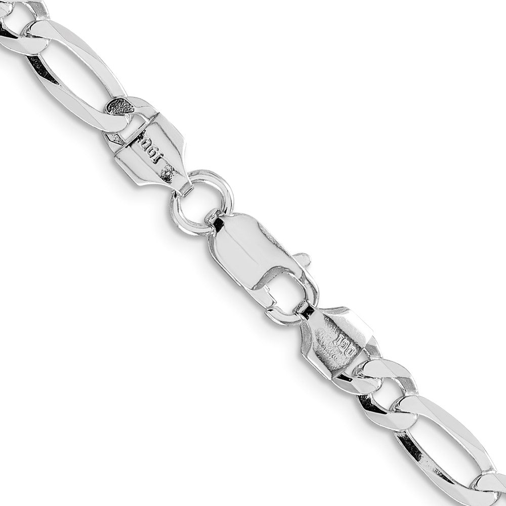 Sterlingsilber Rhodiniert 5.5mm Leicht Flach Figaro Halskette