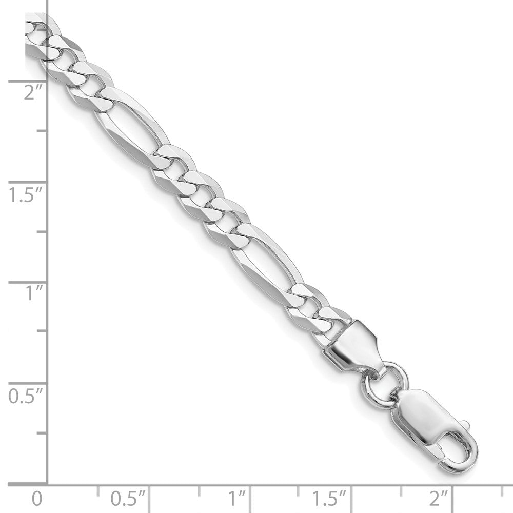 Sterlingsilber Rhodiniert 5.5mm Leicht Flach Figaro Gliederarmband