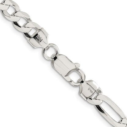 Sterlingsilber 7.0mm Leicht Flach Figaro Halskette