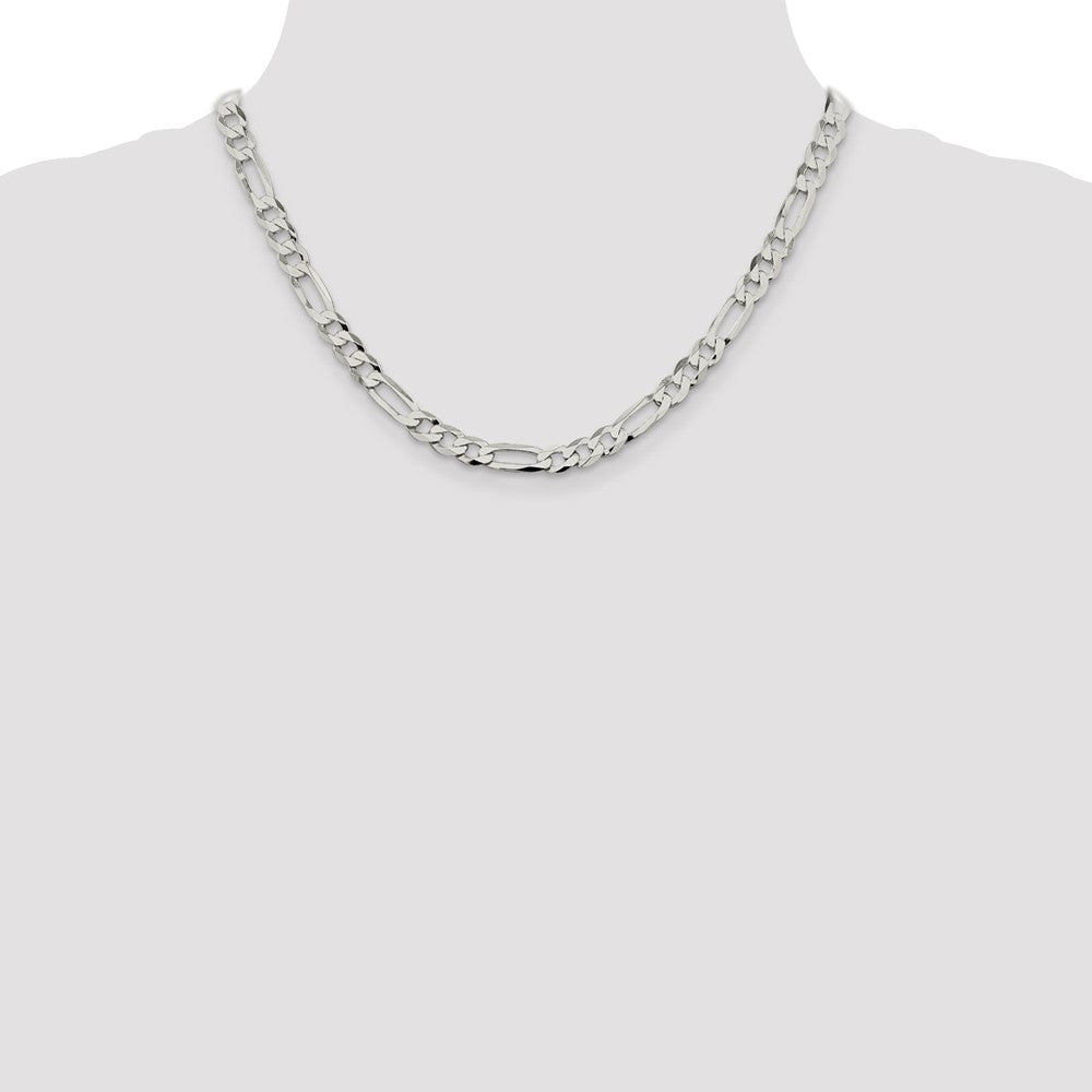 Sterlingsilber 7.0mm Leicht Flach Figaro Halskette